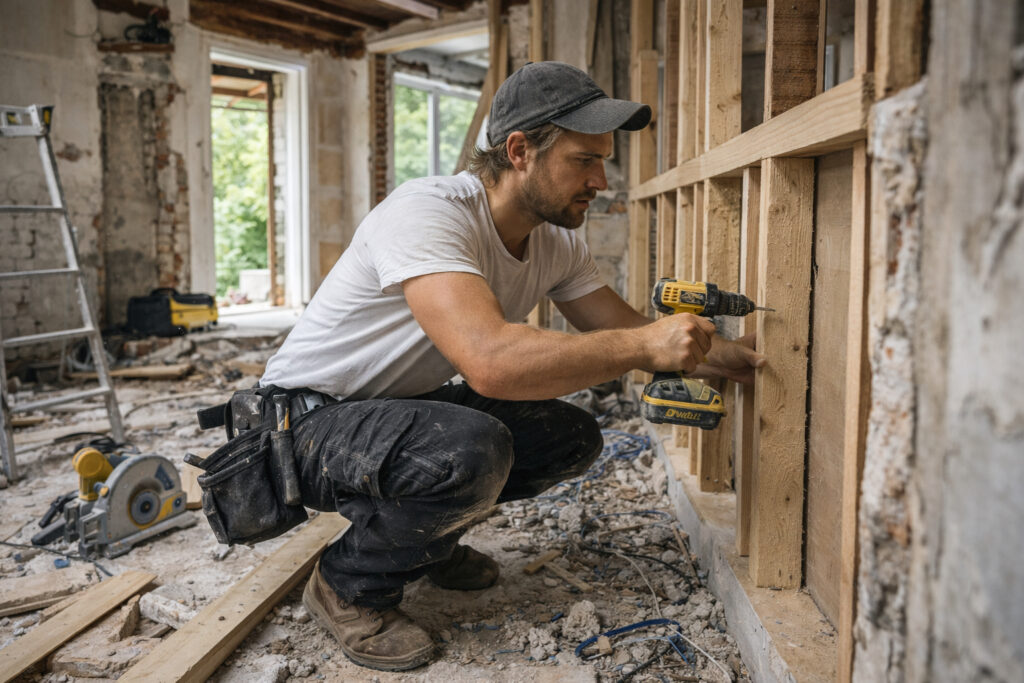 tømrer der laver renovering og tilbygning